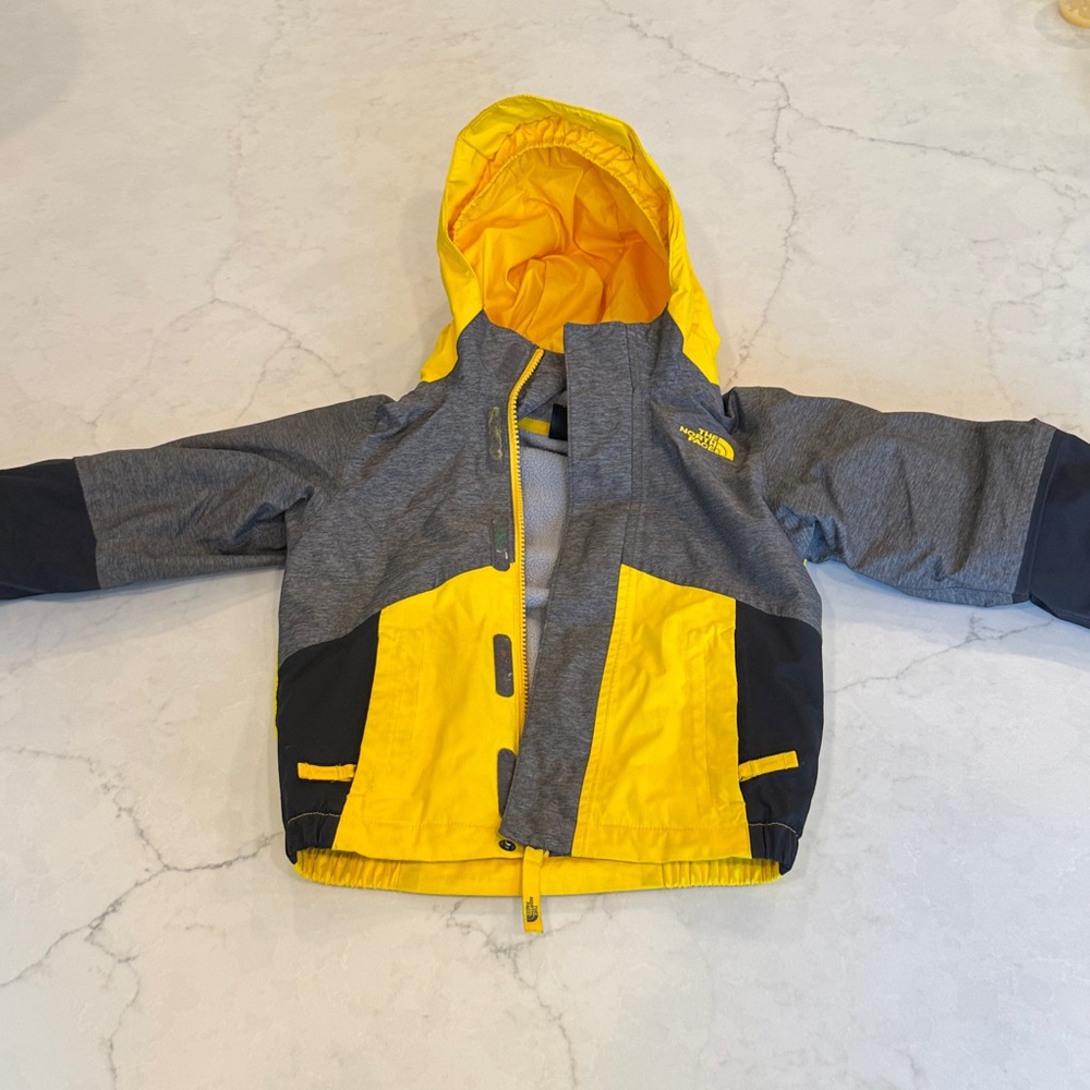 North face yellow and Gray Hooded Jacket